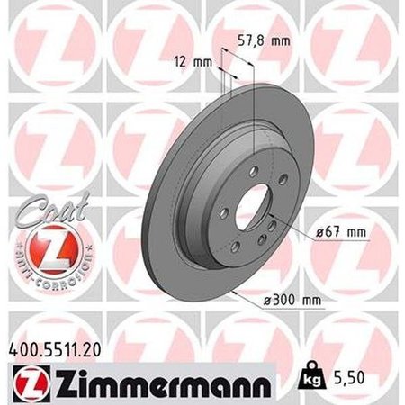 ZIMMERMANN Brake Disc - Standard/Coated, 400.5511.20 400.5511.20